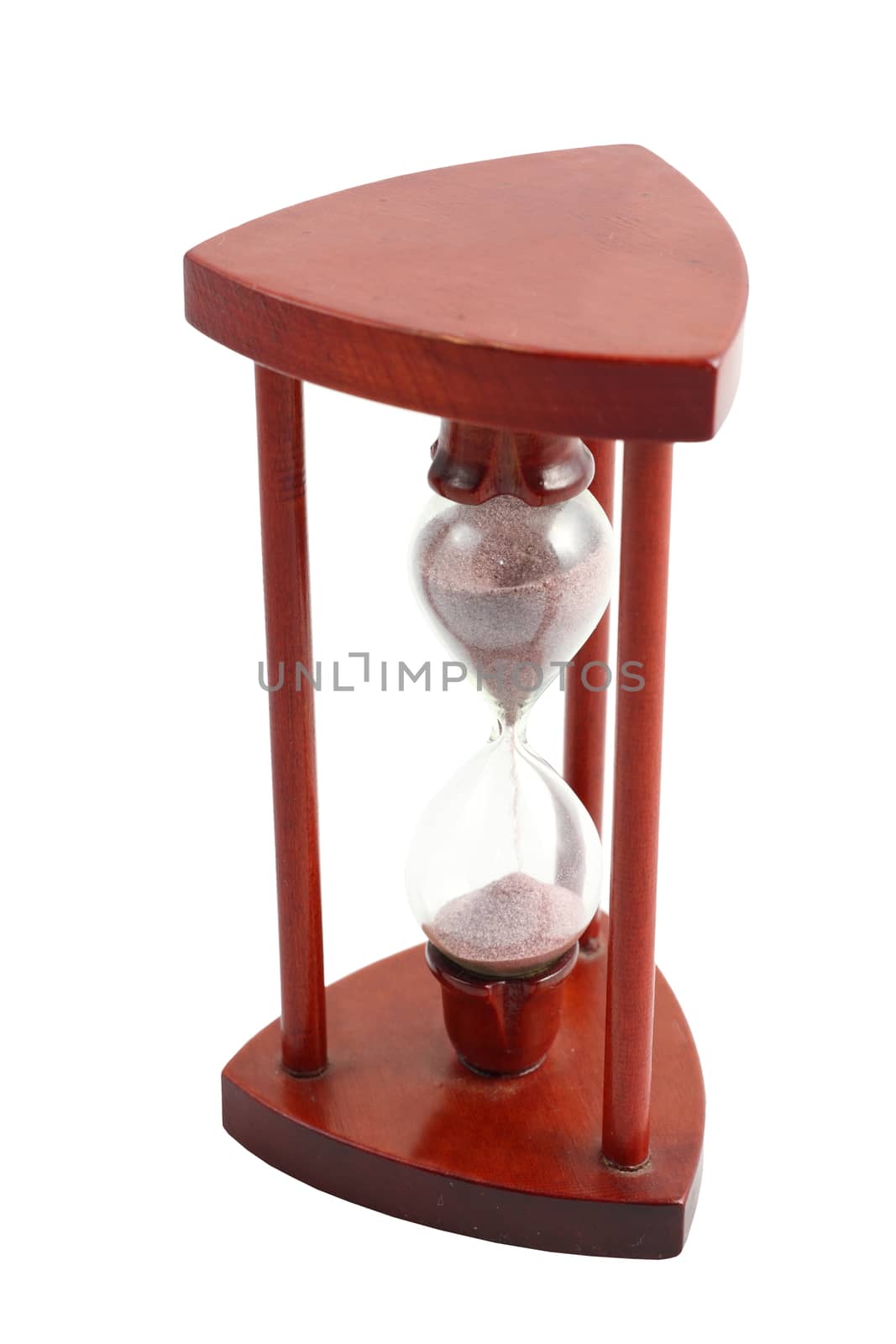 isolated wooden hourglass by taviphoto