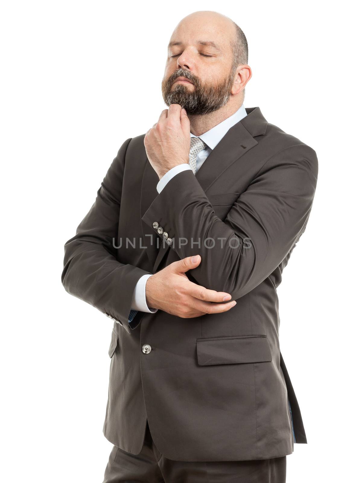 An image of a handsome thinking business man