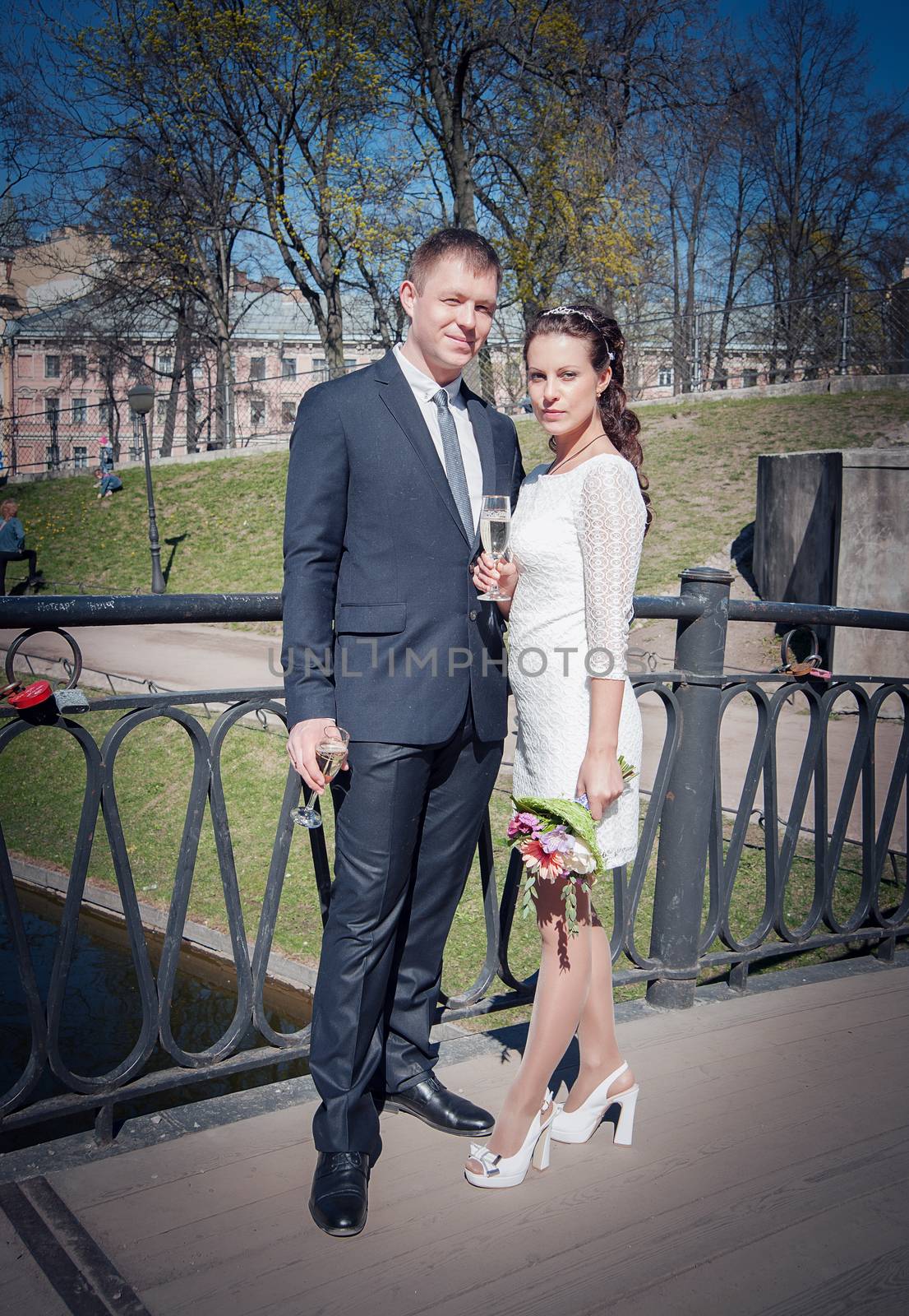 wedding portraits outdoors in the Park in summer