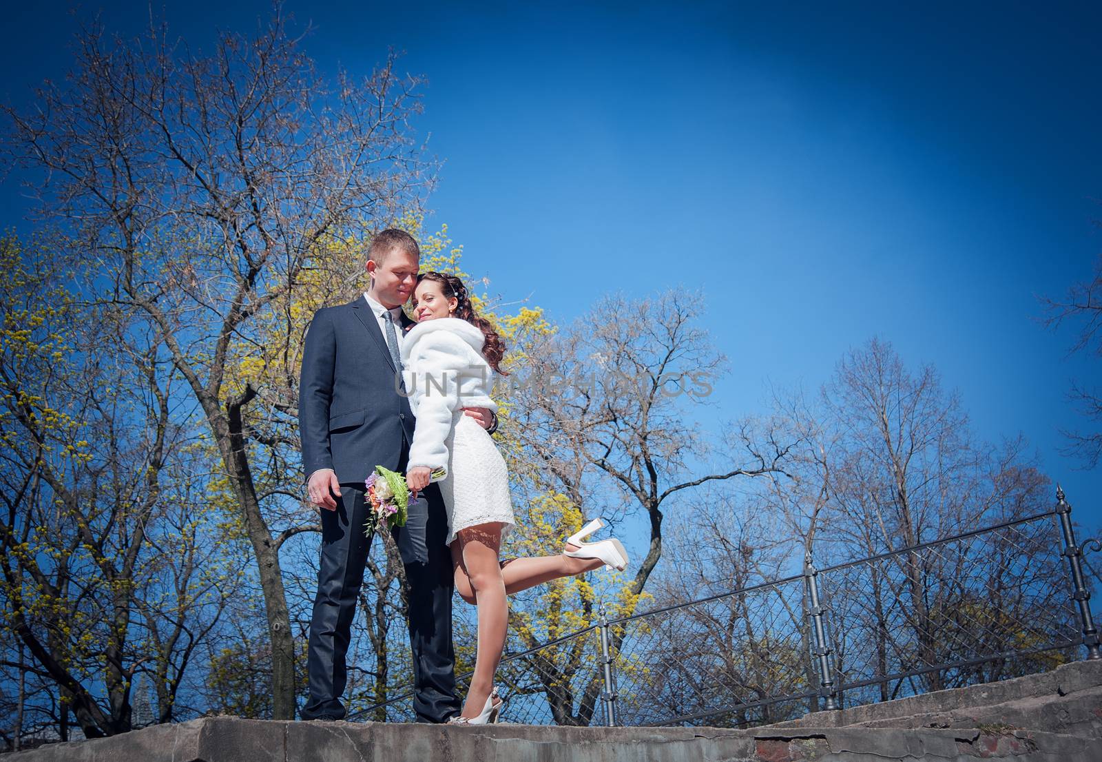 wedding portraits outdoors in the Park in summer