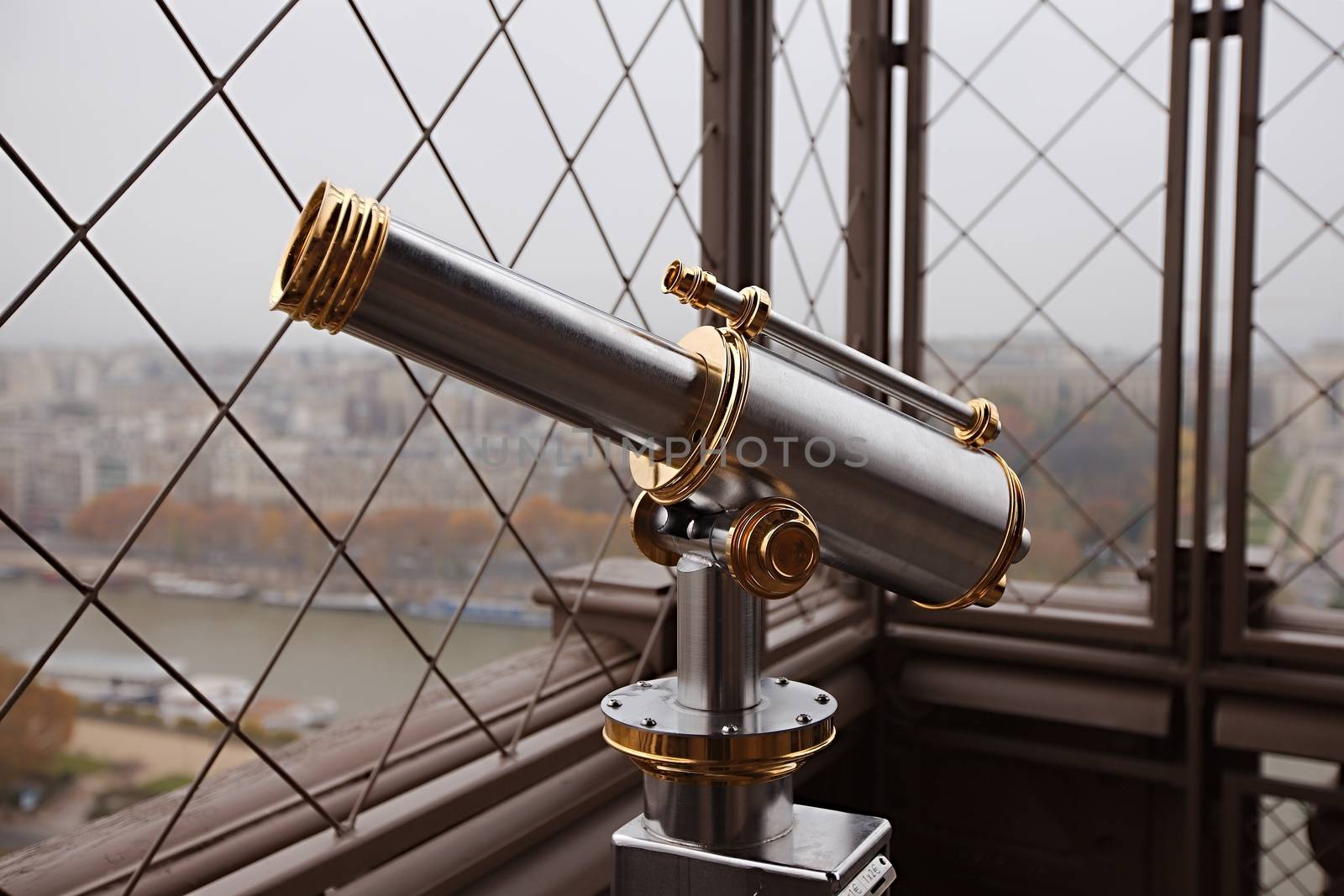 Eiffel Tower telescope on the observation deck