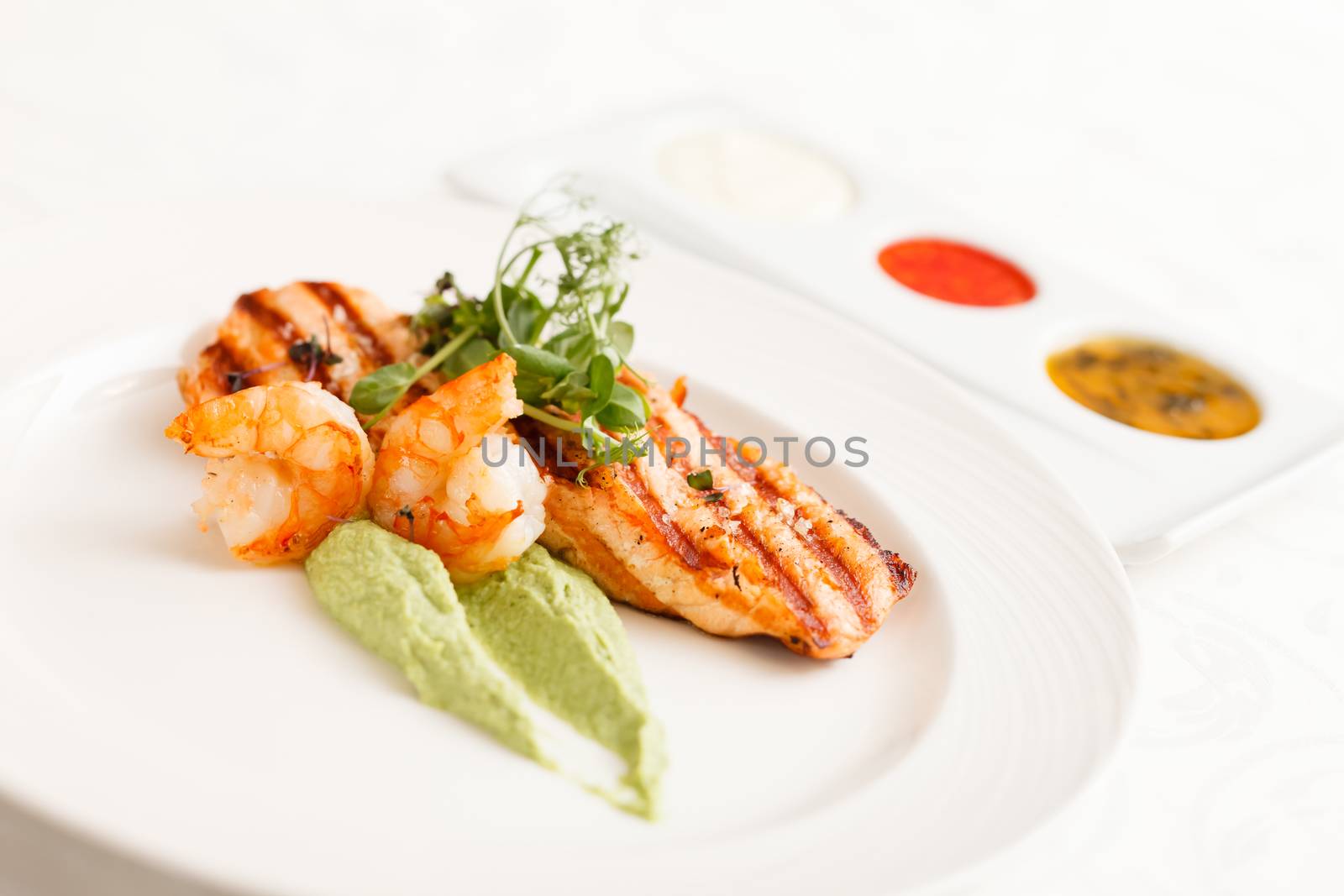 grilled salmon with sauce by shebeko