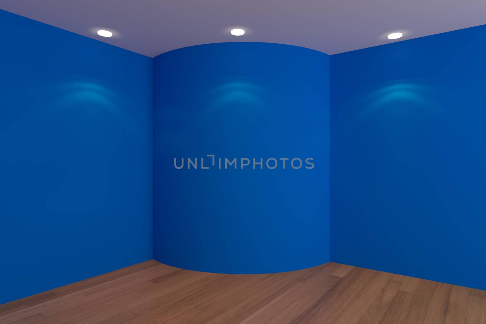 empty corner room blue curve wall  by sumetho