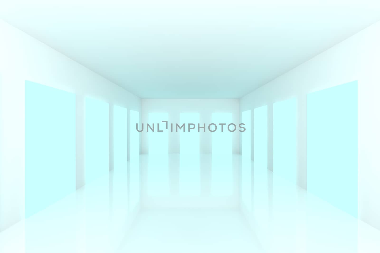 White Empty room with abstract color blue door