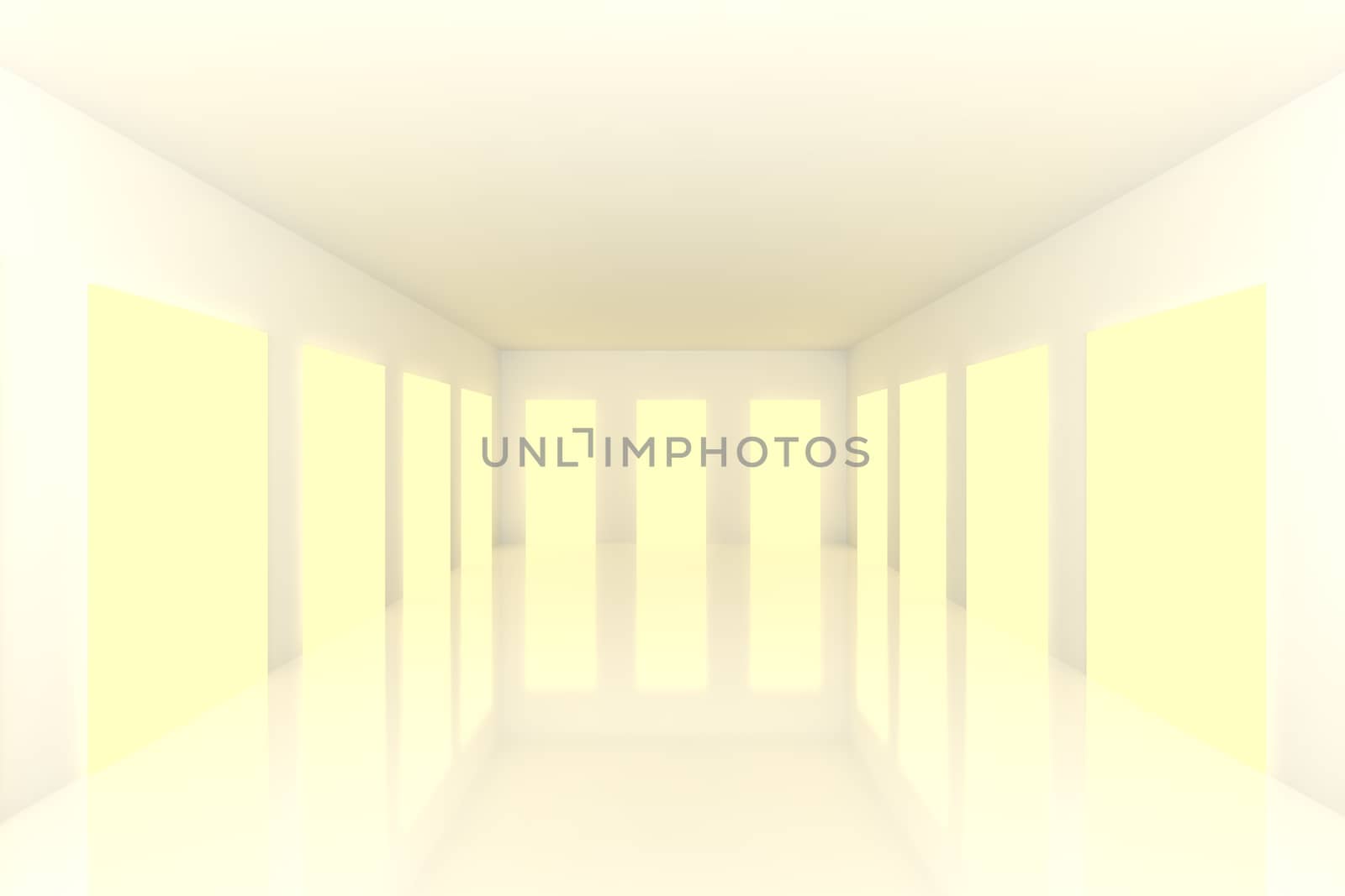 White Empty room with yellow door by sumetho