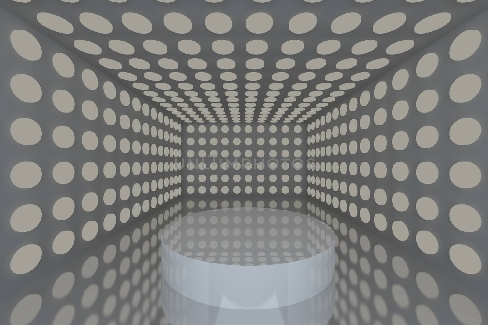 Podium in Empty room with abstract color gray lighting sphere wall and gray wall 