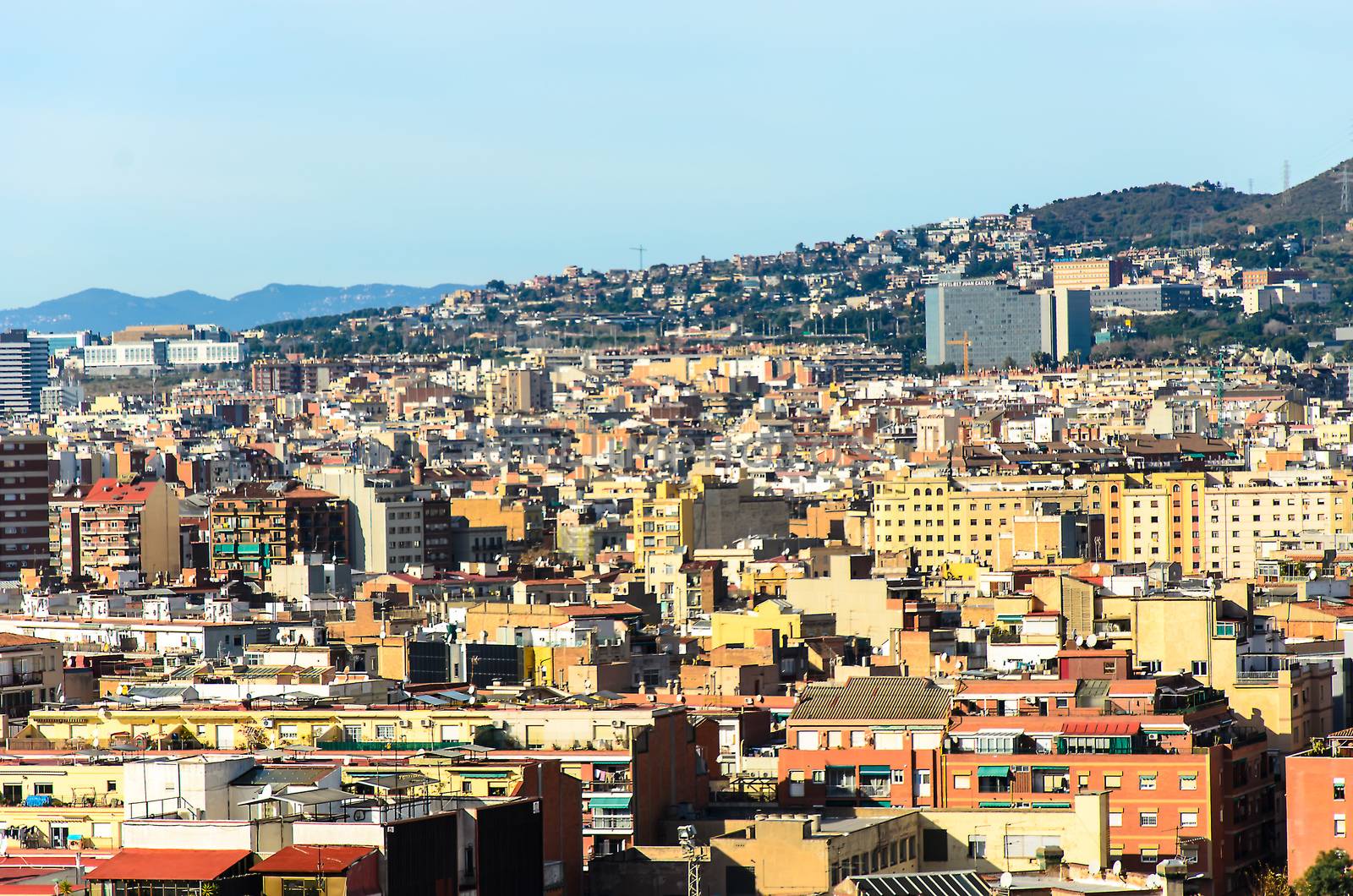 Wide angle of modern building in Barcelona, Spain.