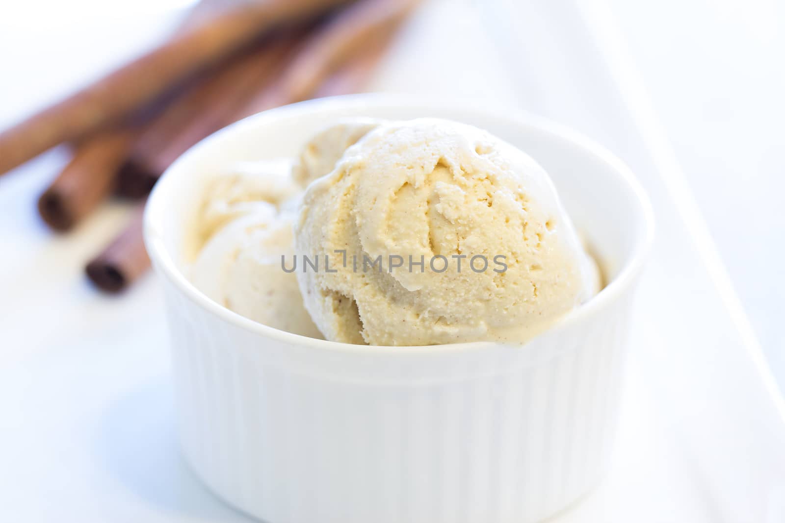 Home made,  Scoop of homemade cinnamon ice cream with cinnamon 