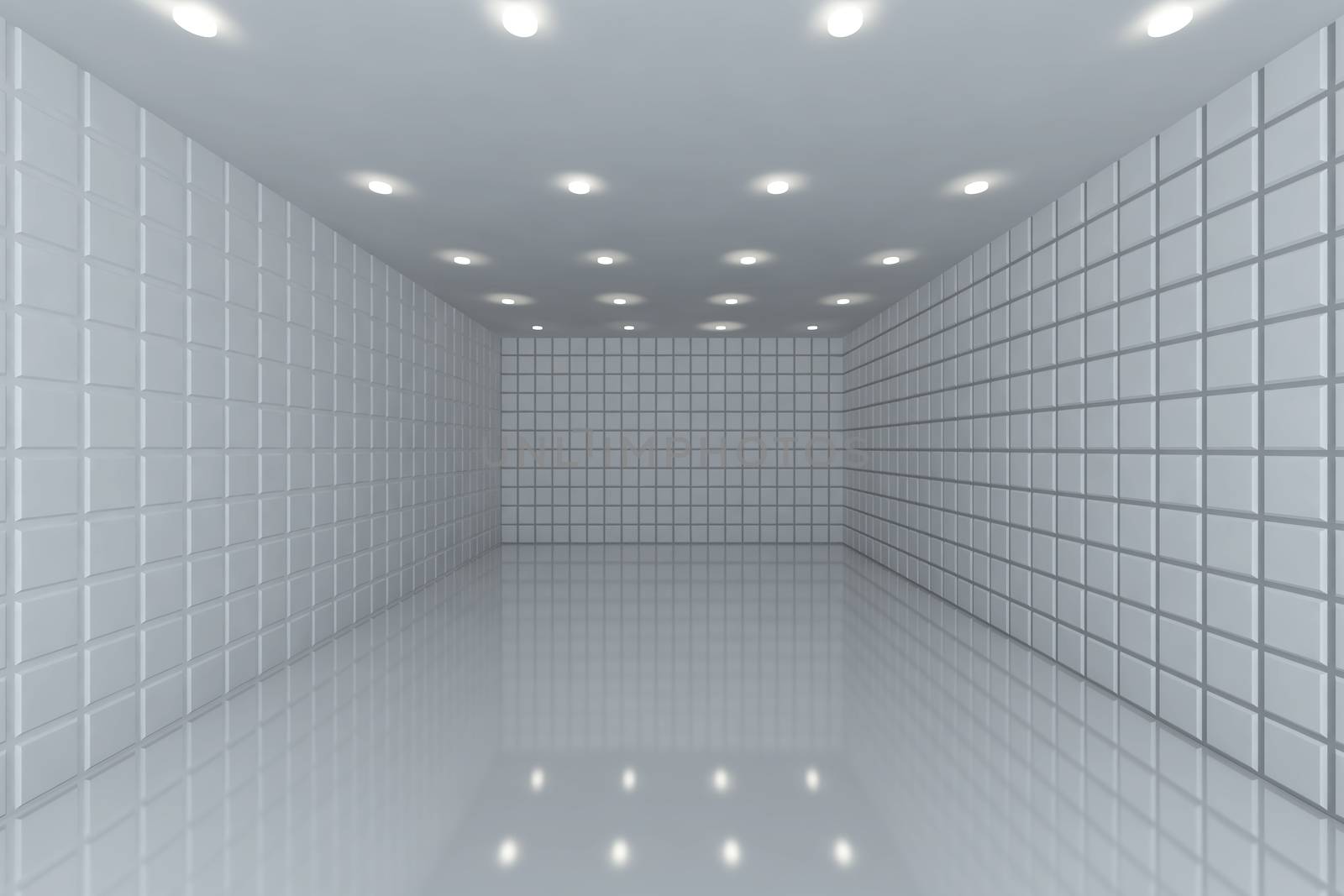 Empty room with color white tile wall