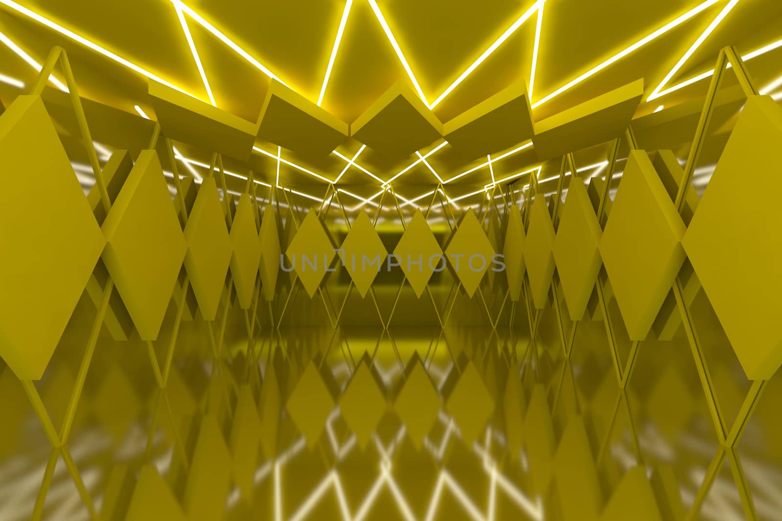 Abstract yellow wall in empty room by sumetho
