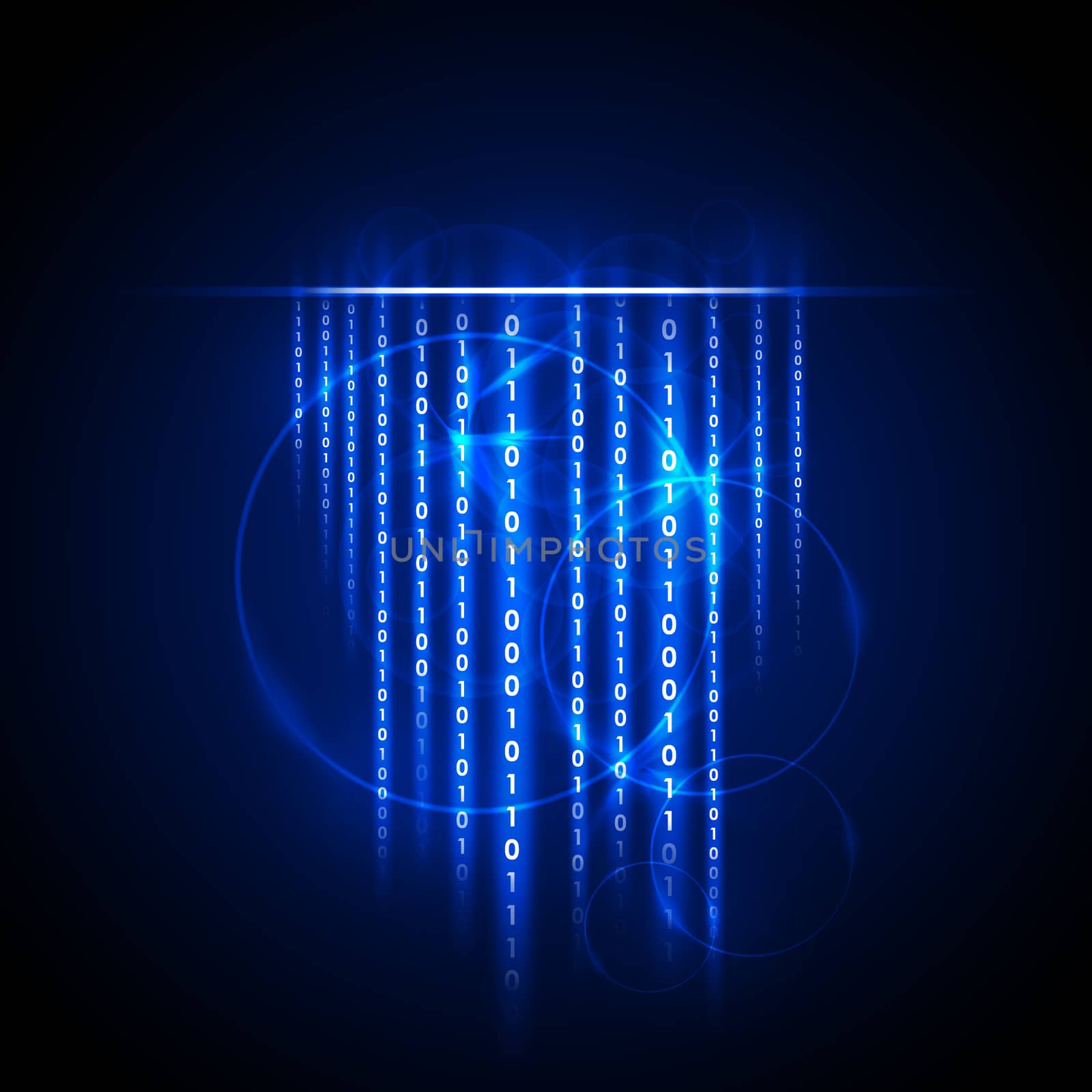 Glowing figures and circles. Hi-tech technological background