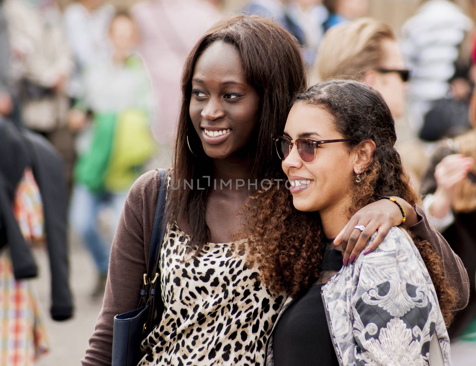 Berlin, Germany - Mai 30, 2014: Portrait of a two unidentified young and sexy African womans.