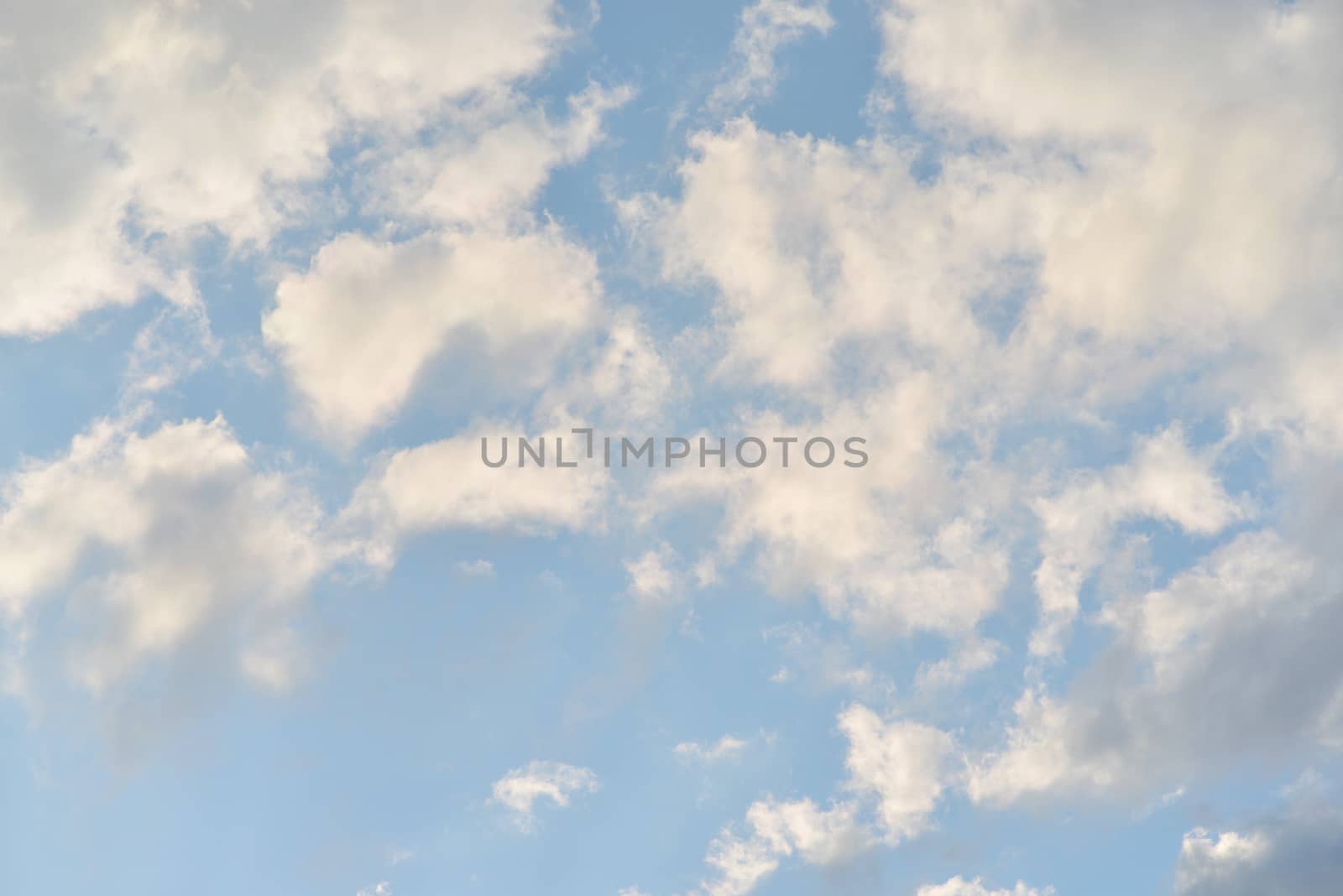 Blue sky with white clouds. Closeup photo