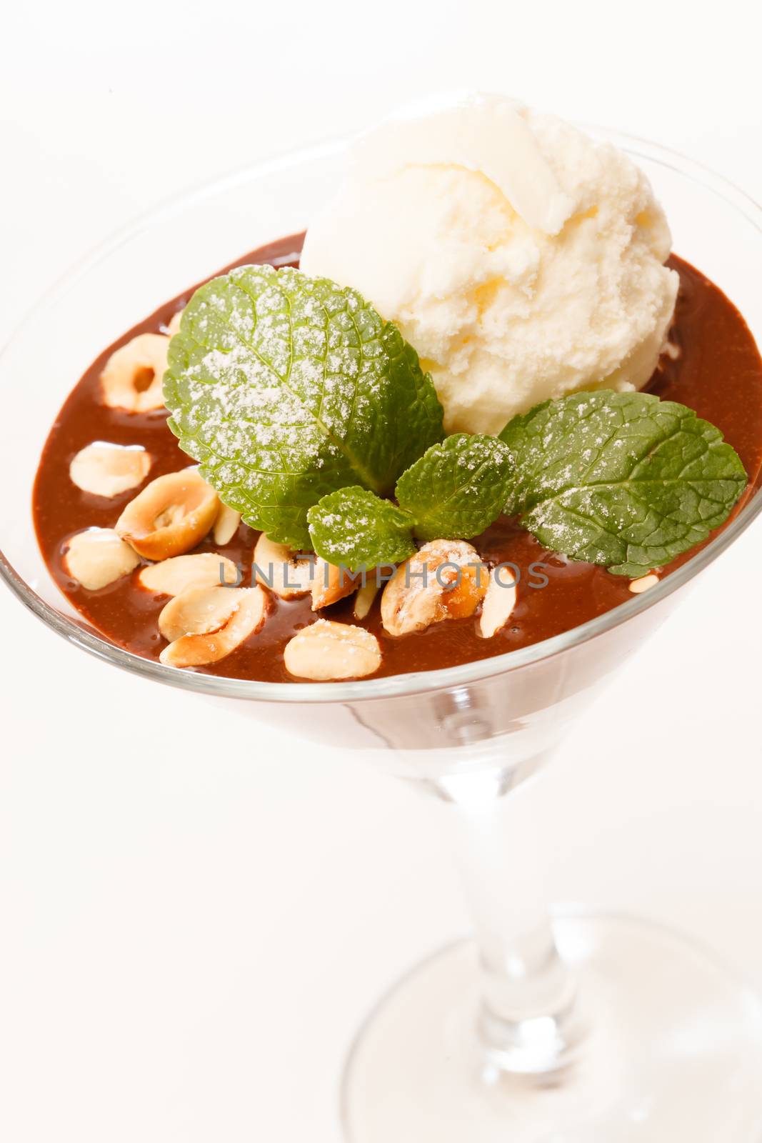 chocolate dessert with ice cream by shebeko