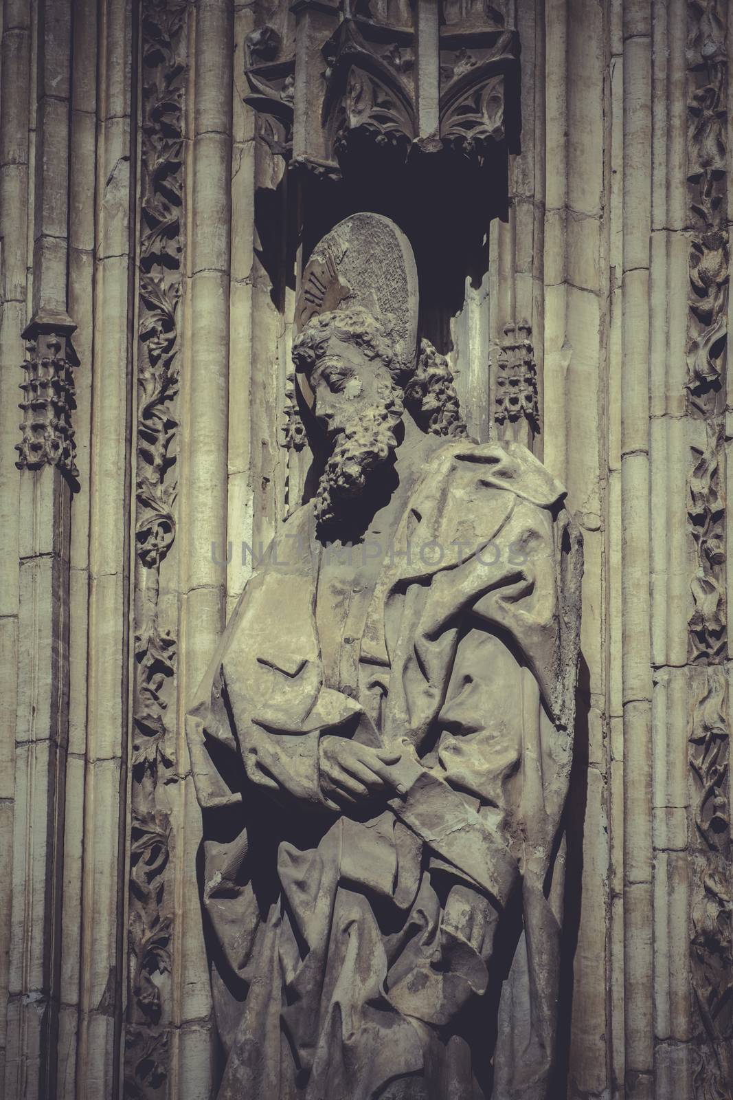 Toledo, imperial city. sculptures on the facade of the Cathedral