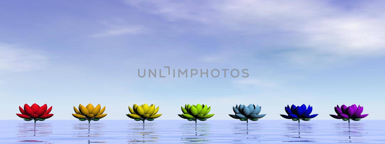 Chakra lily flowers - 3D render by Elenaphotos21