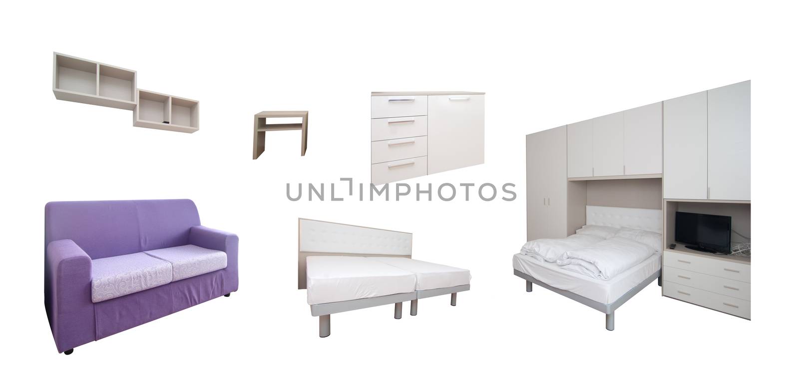 furniture for bedroom  isolated on the white background