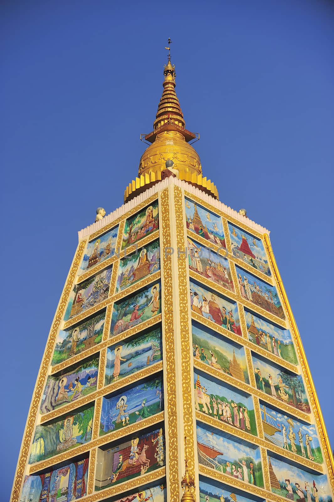 Part of the Shwedagon Pagoda in Yangon, Myanmar by think4photop