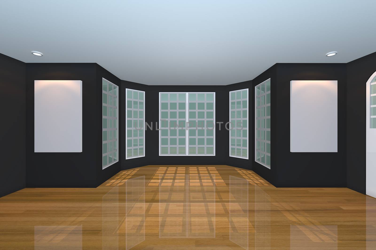 Empty Black Living Room by sumetho