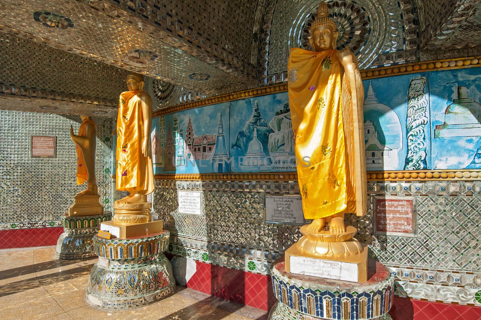 Buddha statue around Kaba Aye Pagoda in Rangoon, Myanmar by think4photop