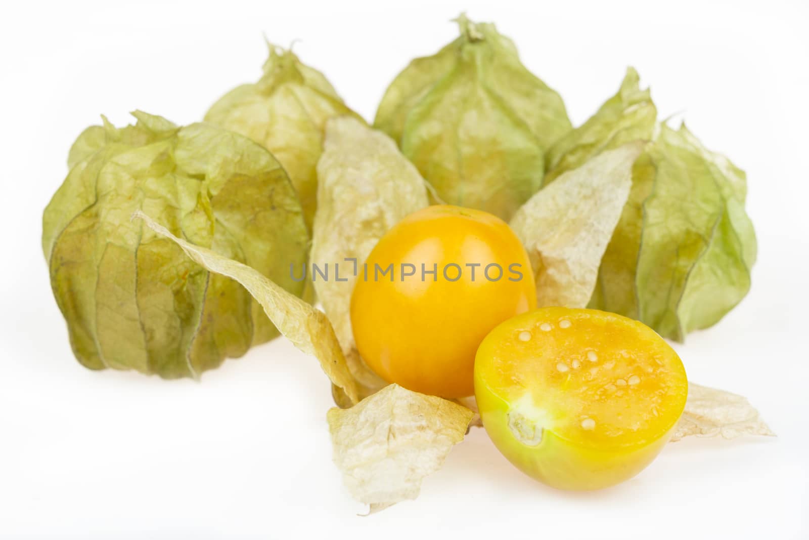 Cape gooseberry, physalis on white background.
