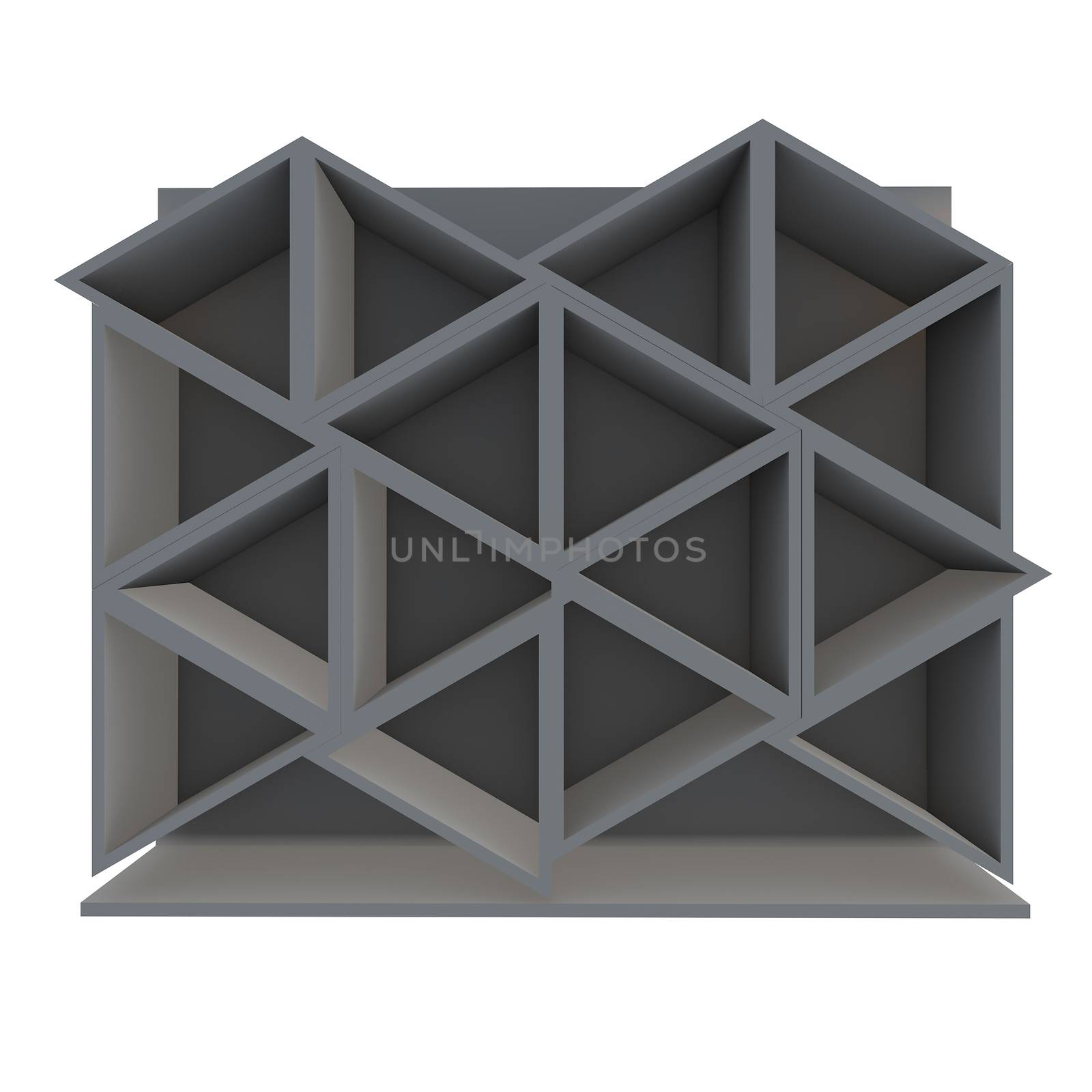 Color gray triangle shelf design with white background