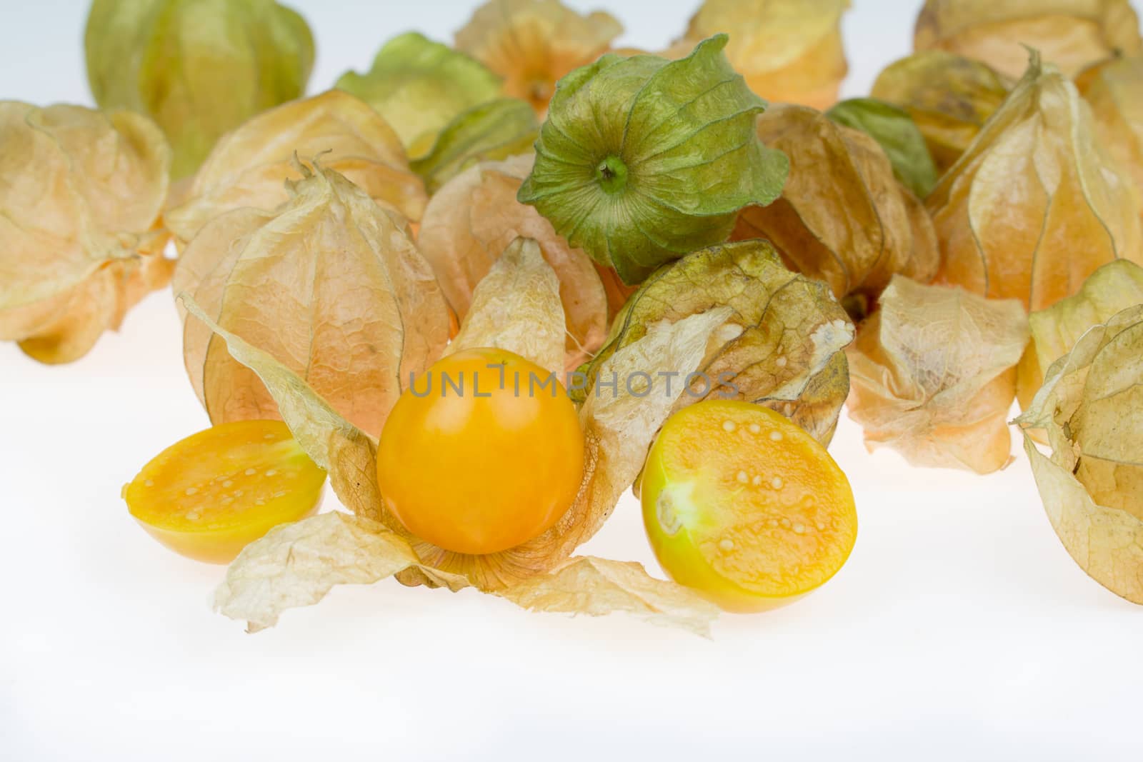 Cape gooseberry, physalis on white background.