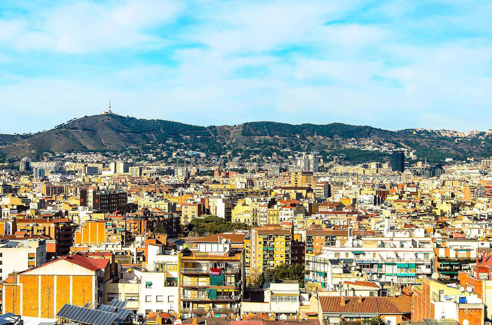 Wide angle of modern building in Barcelona, Spain.