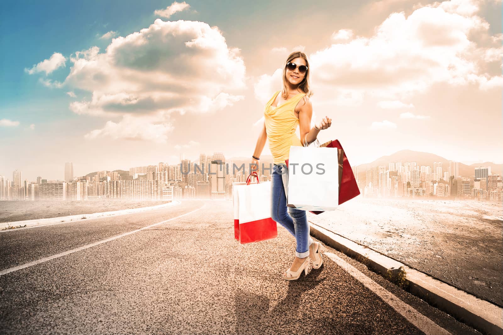 girls with shopper far away from city by pixphotos