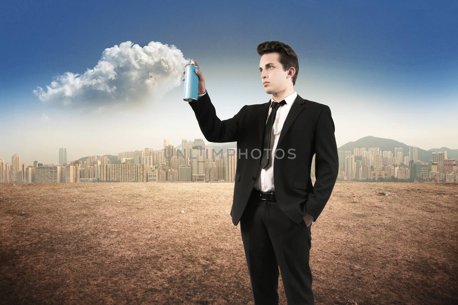 man spray clouds