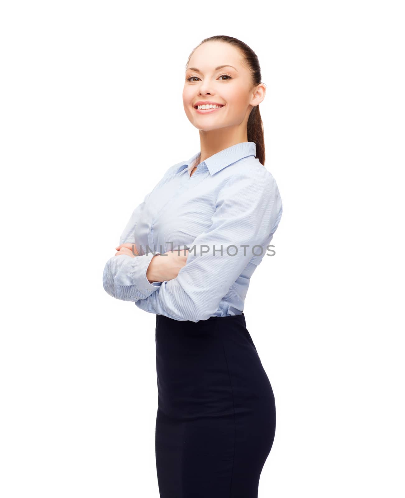 young smiling businesswoman with crossed arms by dolgachov