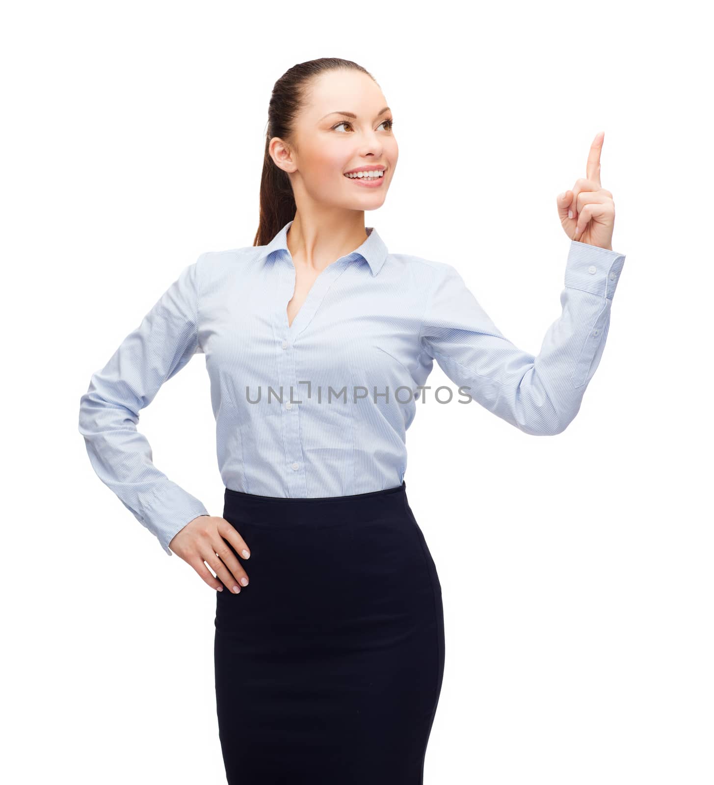 attractive young businesswoman with her finger up by dolgachov