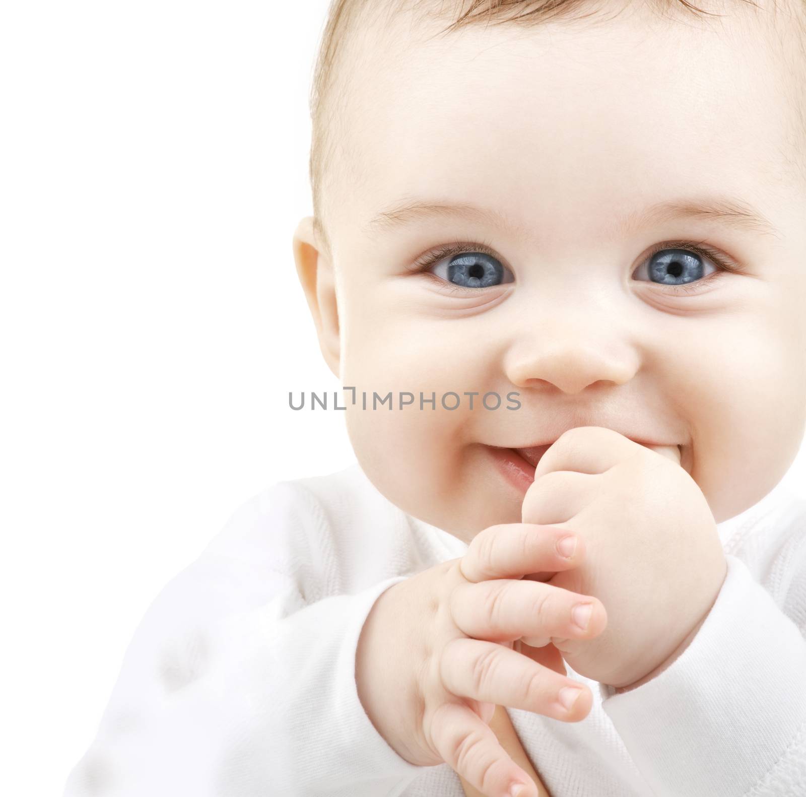 child, people and happiness concept - adorable baby