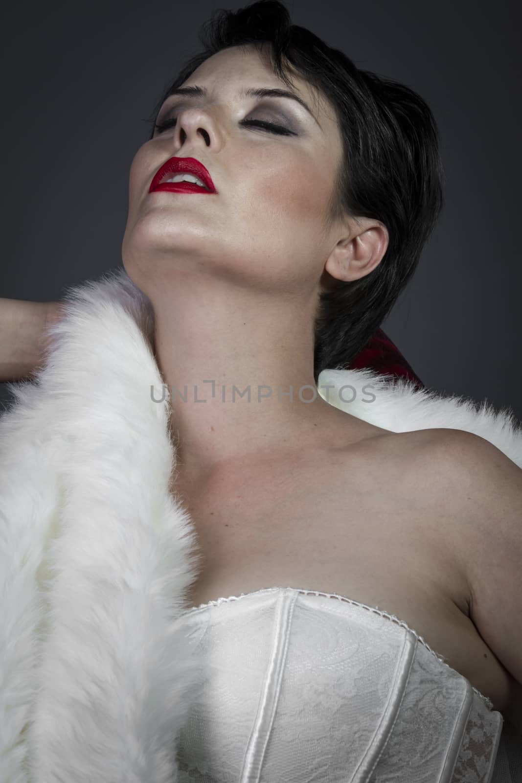 Spanish sensual brunette woman in white lingerie by FernandoCortes
