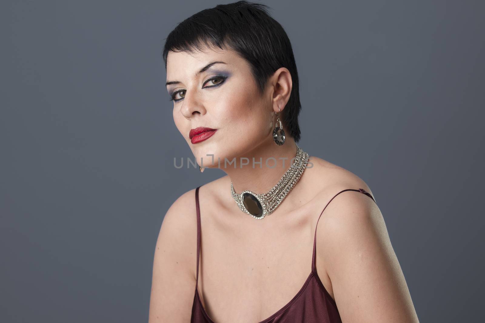 Elegant glamour, Sexy brunette with pearls and silver jewelry, l by FernandoCortes