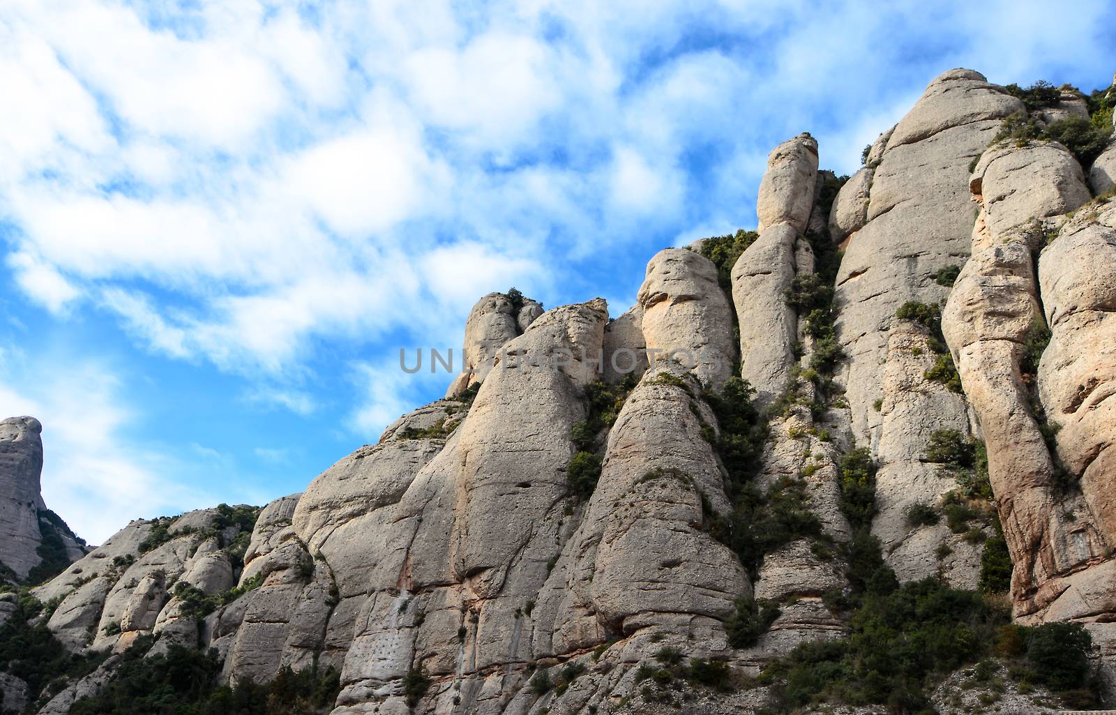 Montserrat is a mountain odd shape mountain at  Barcelona, Spain.