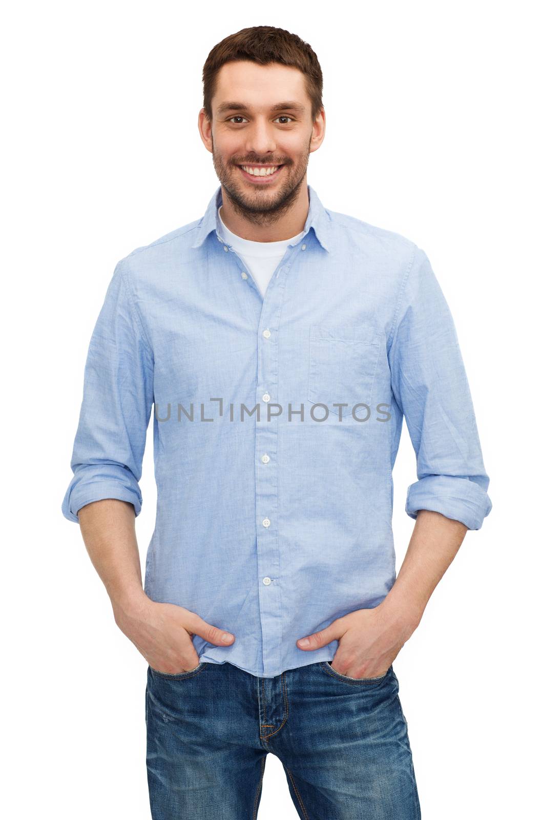 happiness and people concept - smiling man