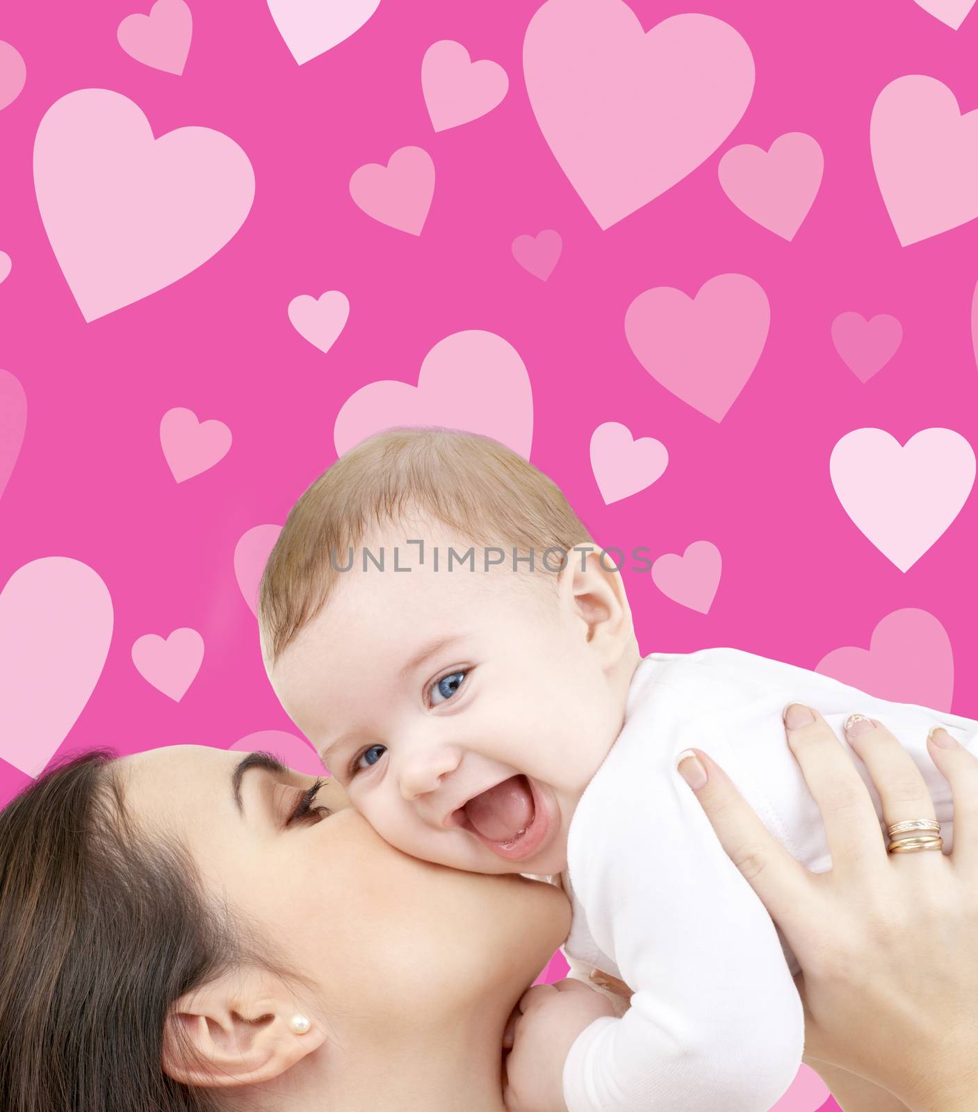 family, child and happiness concept - happy mother with baby