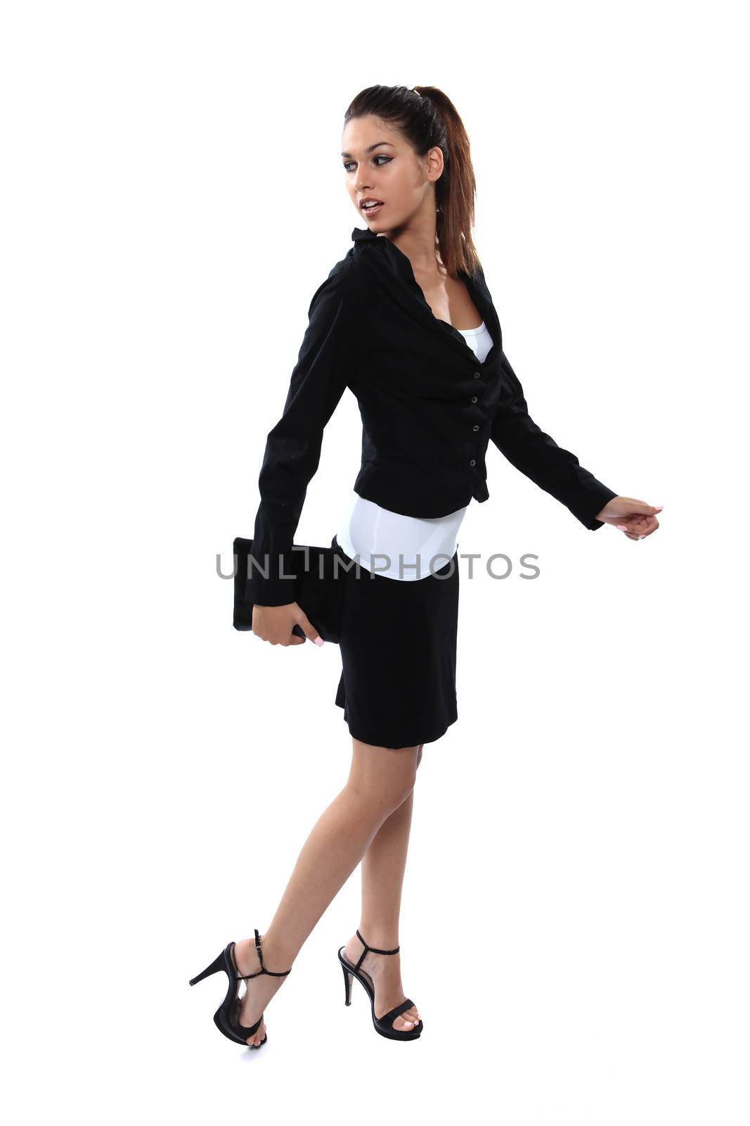 Briliant business girl walking