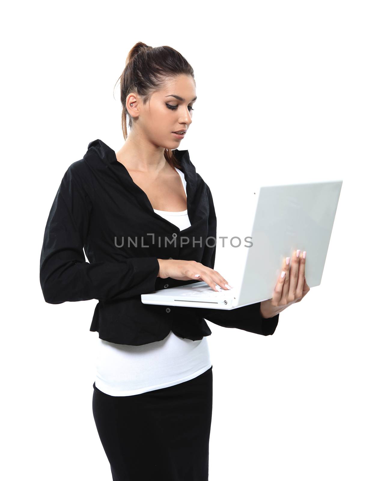 Young pretty business woman with notebook