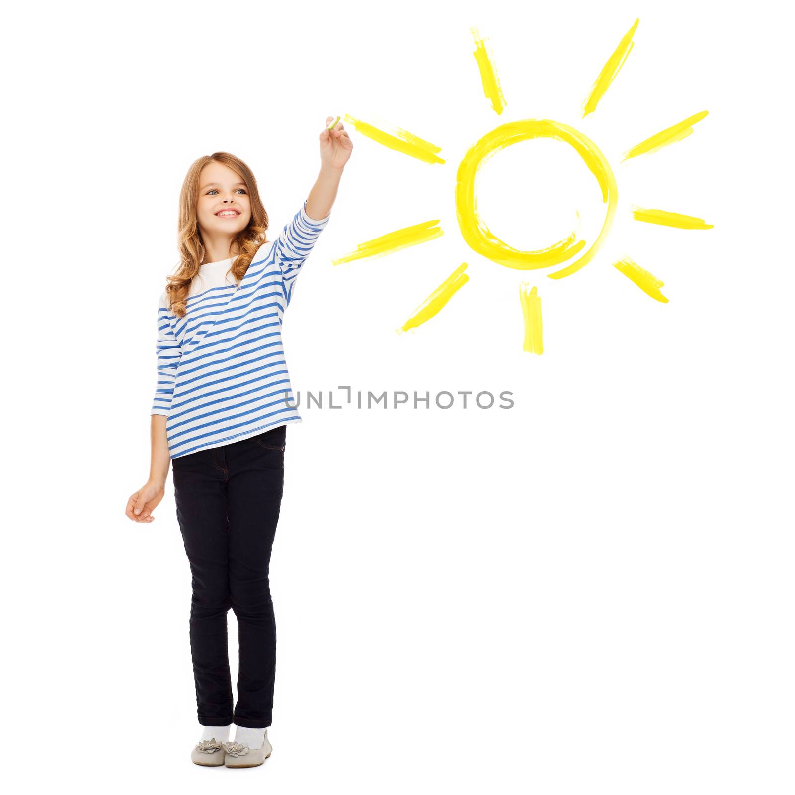 girl drawing big sun in the air by dolgachov