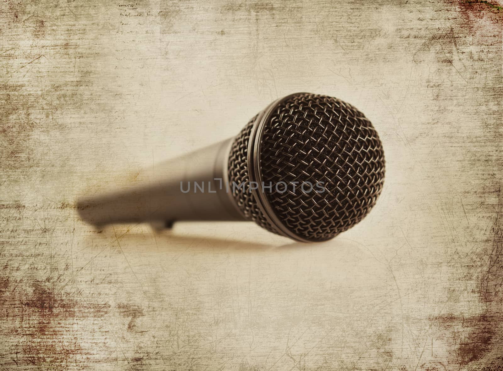 microphone on grunge textures and backgrounds