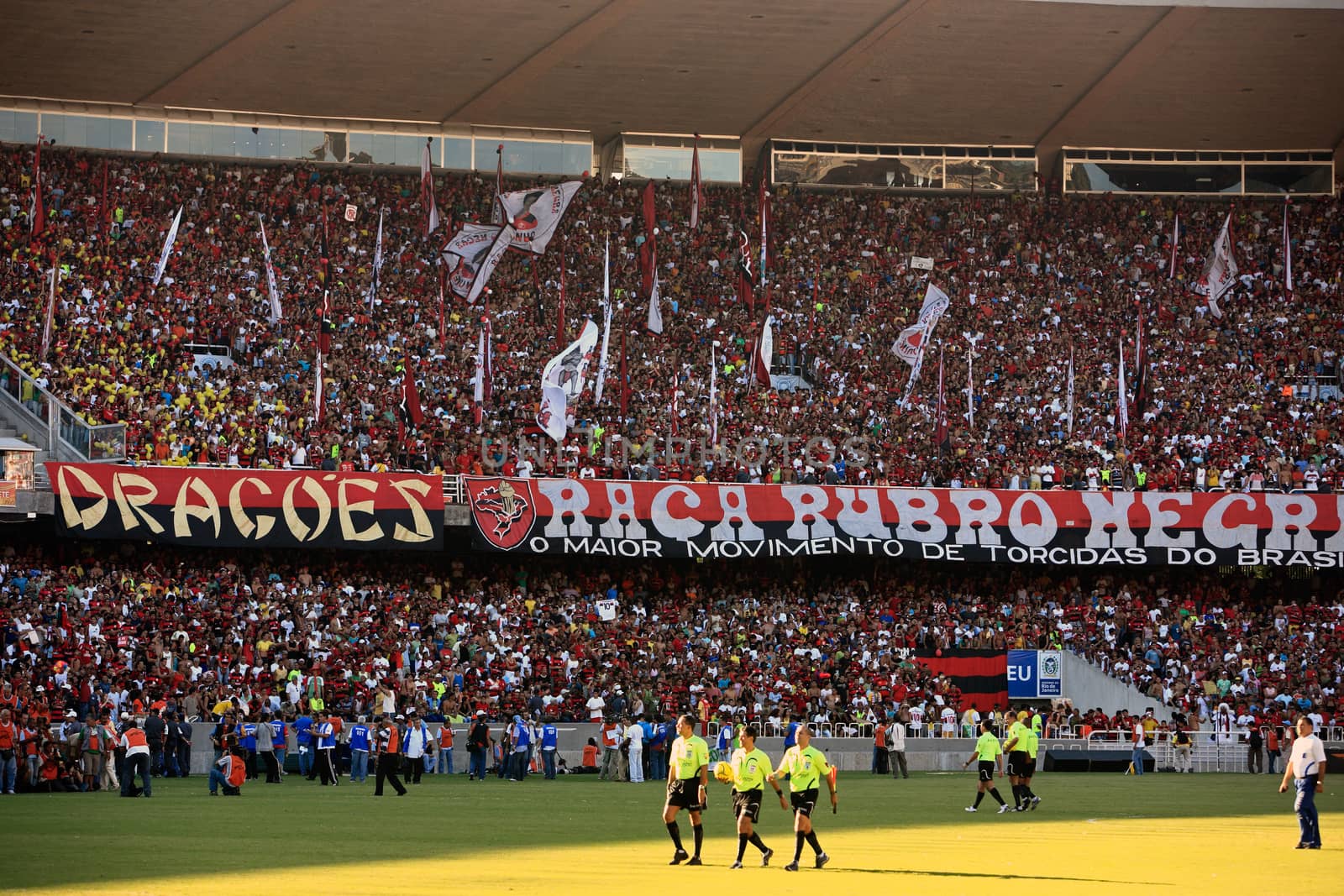 Rio de Janeiro, Brazil - September 13, 2007: Flamengo supporters at the soccer rio state championship 2007 final between Flamengo and Botafogo in the Old Maracana stadium