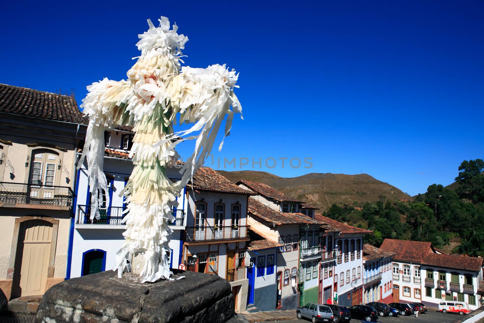 view of the unesco world heritage city of Ouro Preto in Minas Gerais Brazil