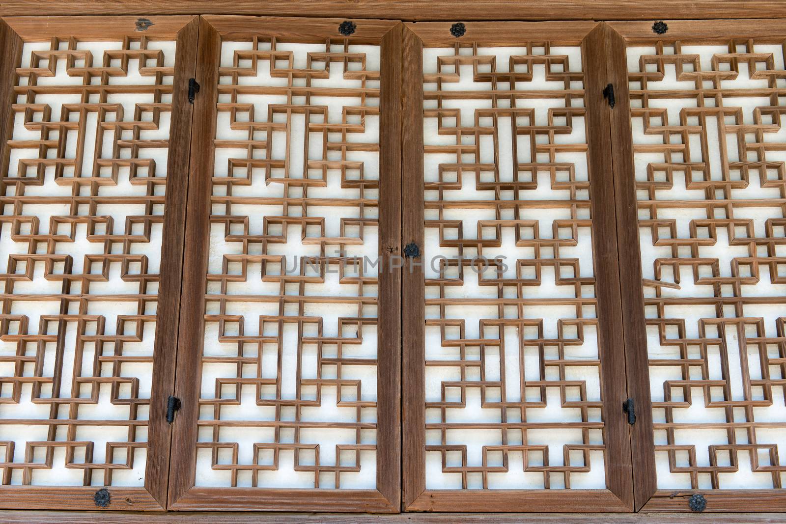 Traditional wooden paper door pattern in Asia by Arrxxx