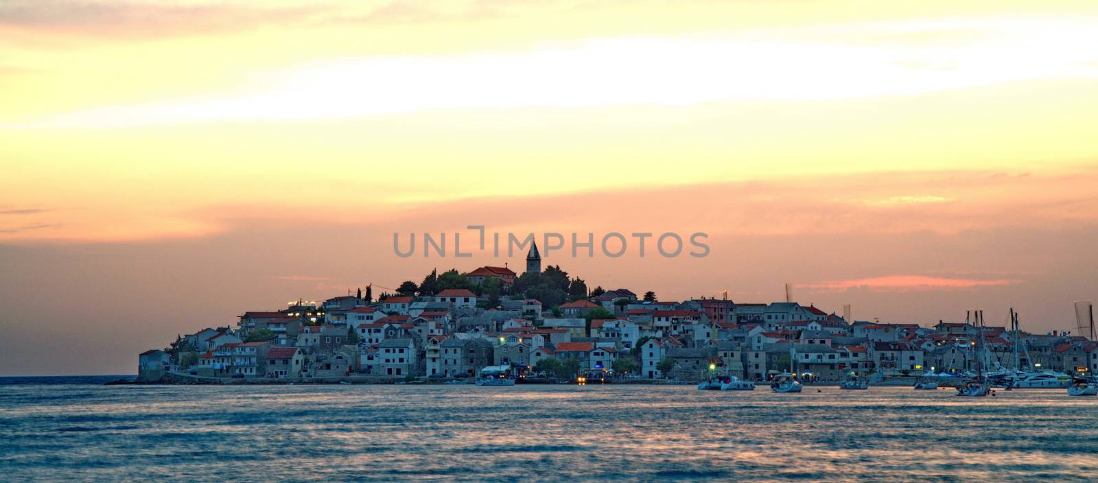 City of Primosten in Croatia at sunset