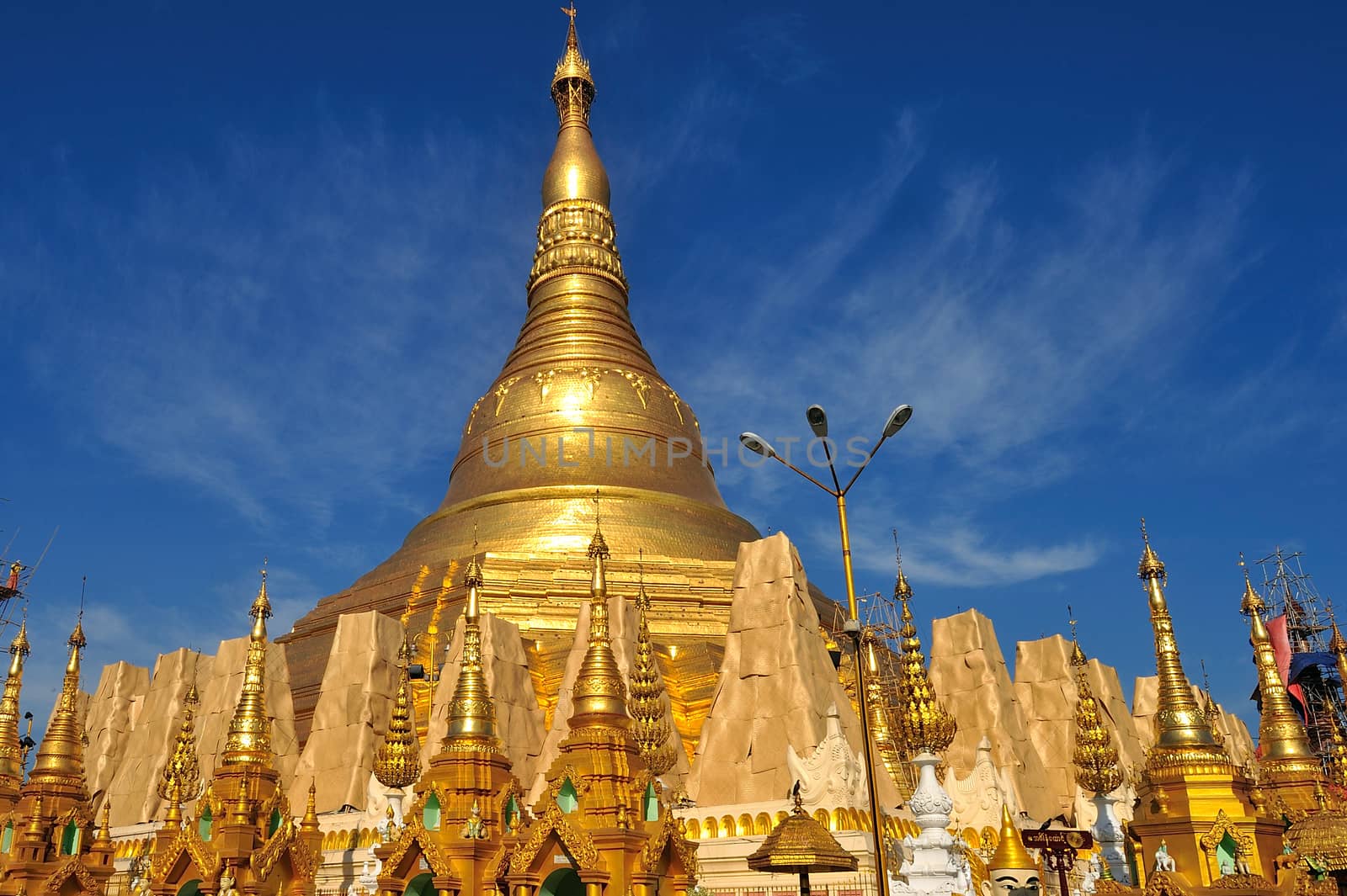 Details of the Shwedagon Paya, in Yangon, Myanmar (or Burma) by think4photop