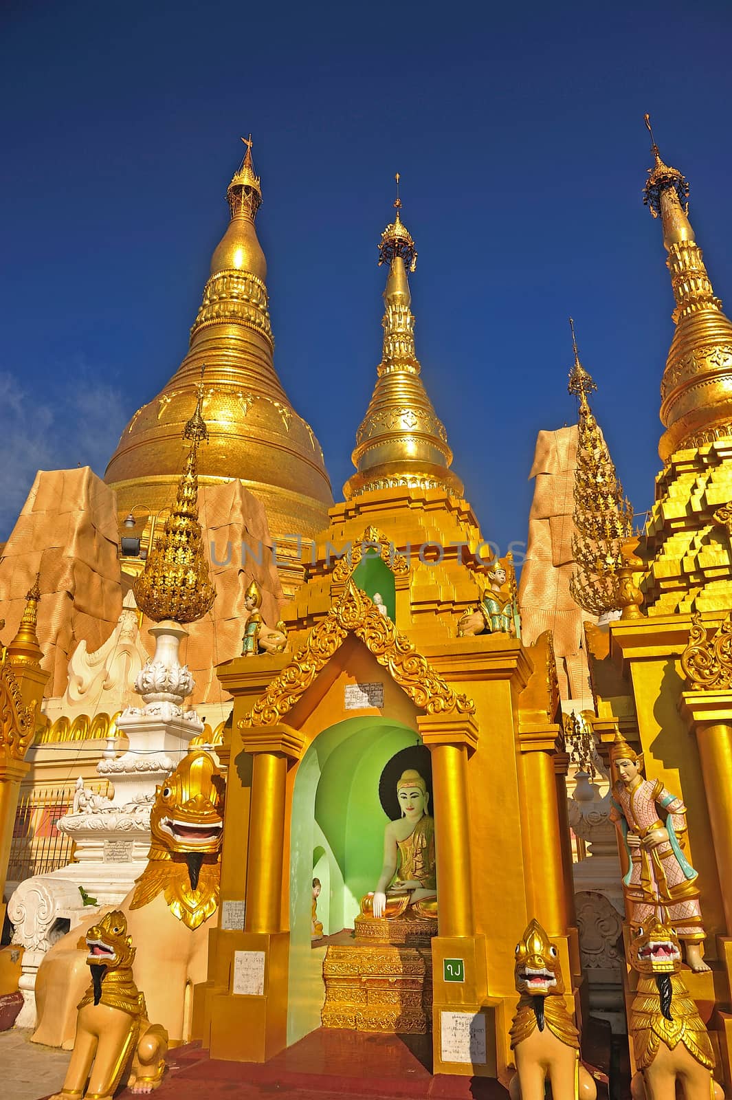 Details of the Shwedagon Paya, in Yangon, Myanmar (or Burma) by think4photop