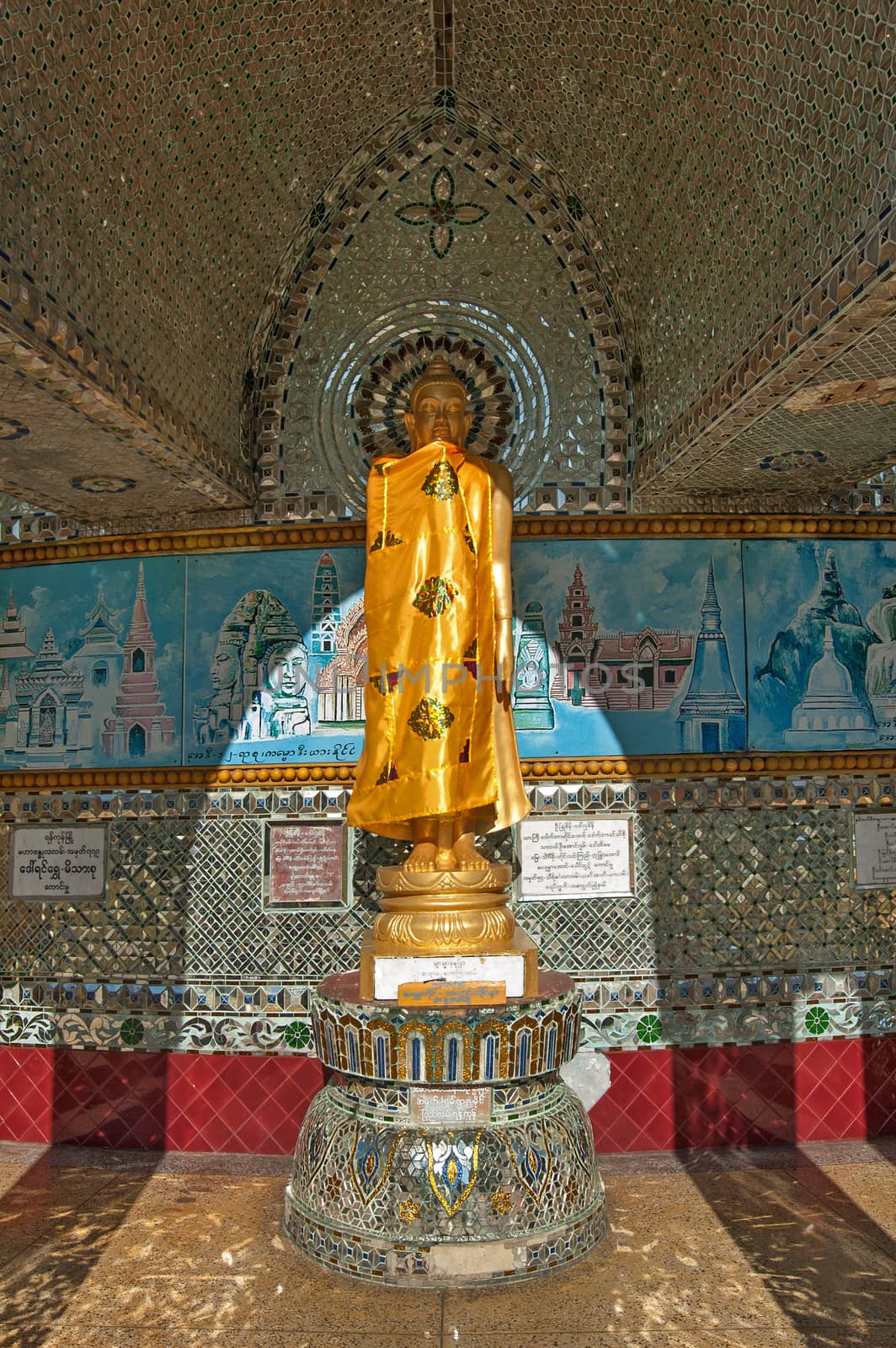 Buddha statue around Kaba Aye Pagoda in Rangoon, Myanmar by think4photop