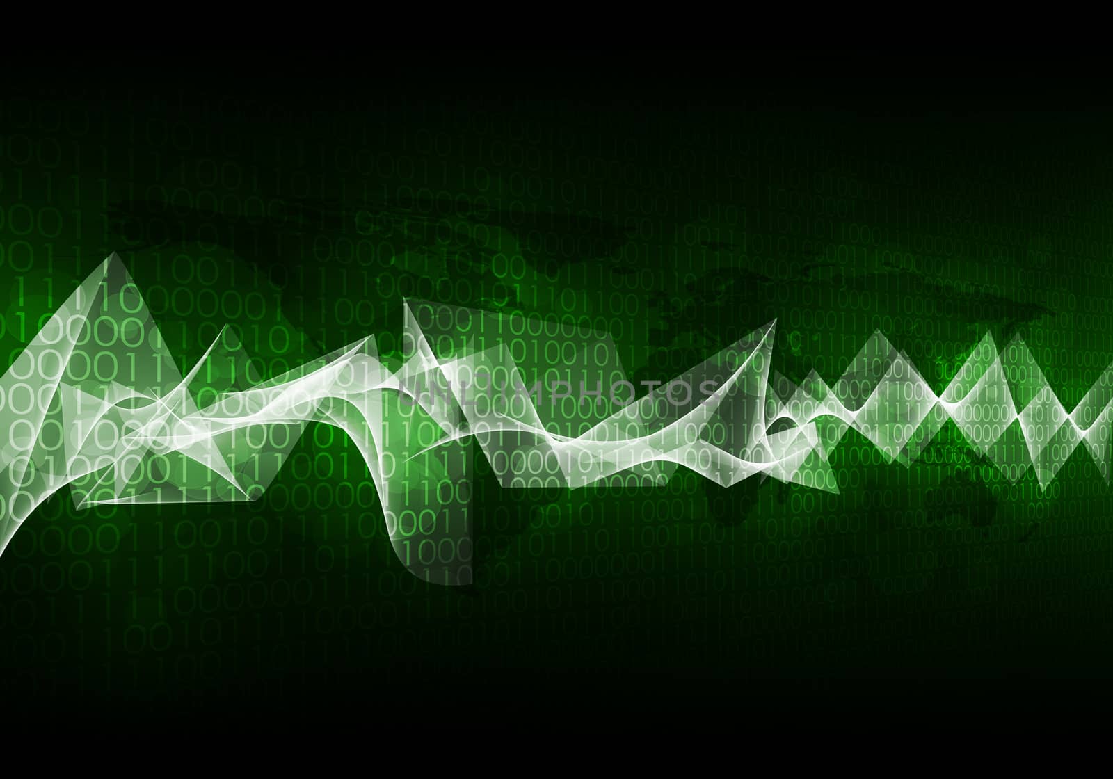 Glowing figures and waves. Hi-tech background by cherezoff